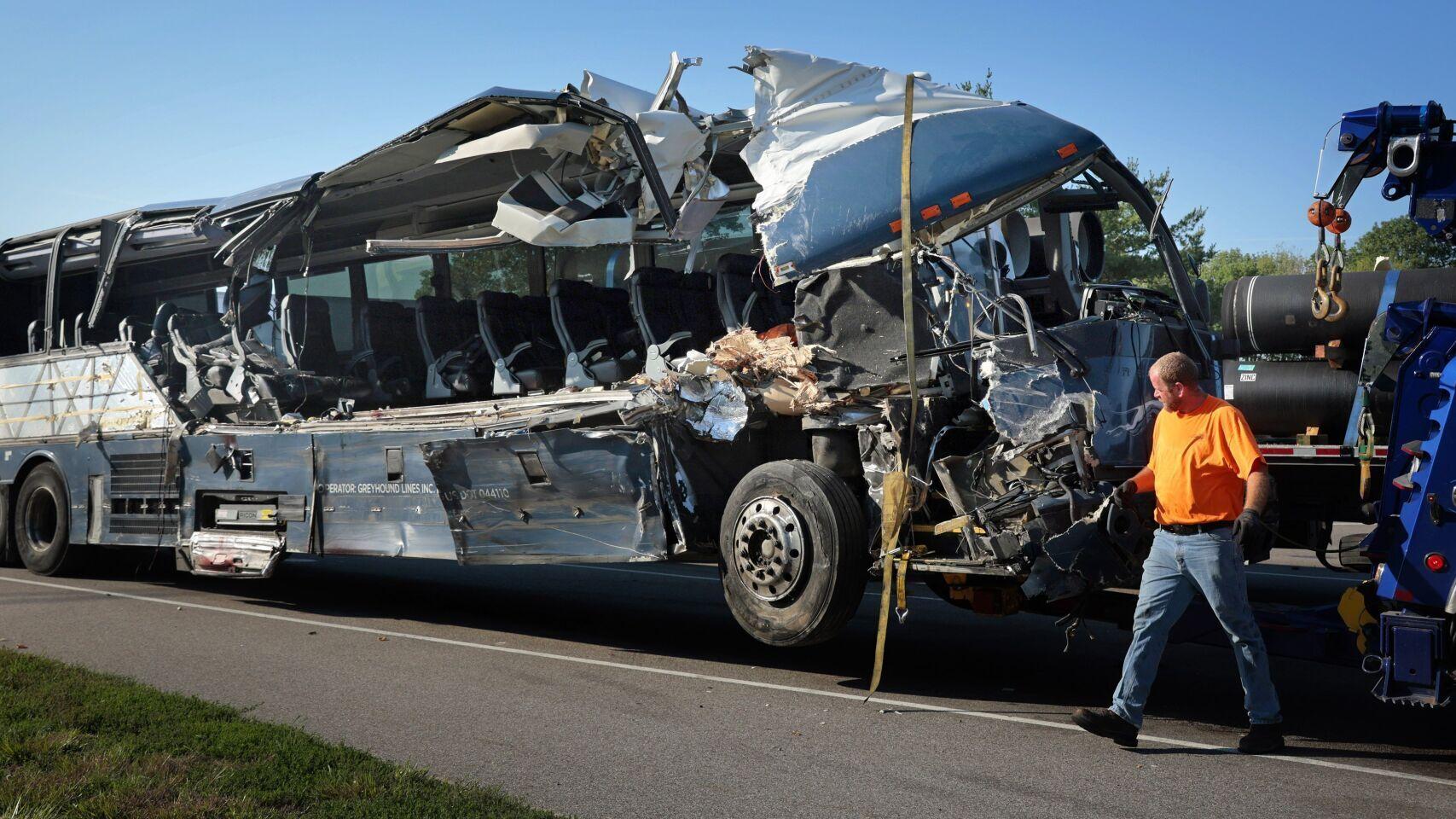 3 dead, 14 hurt after Greyhound bus strikes semis in Illinois; NTSB investigating